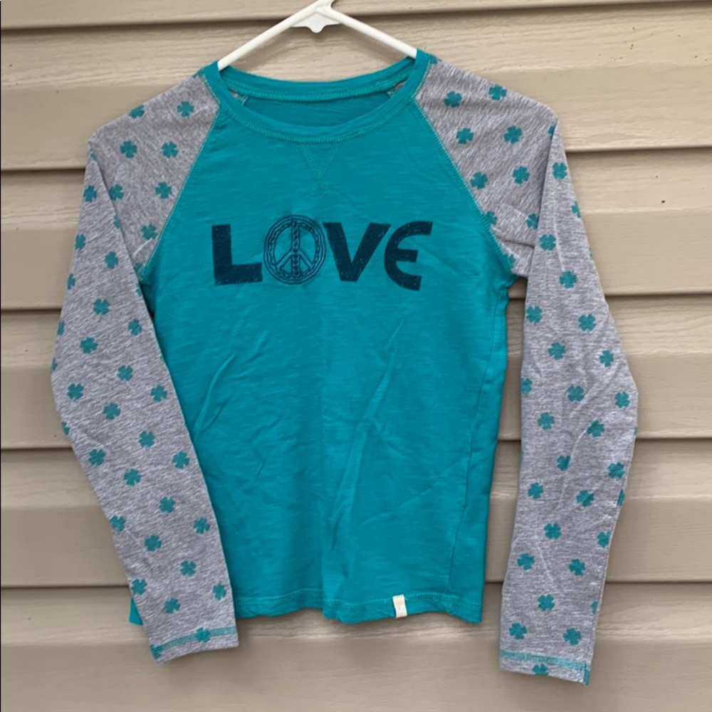 Lucky Brand girls long-sleeve turquoise&gray shirt